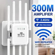 Repetidor Wi-Fi 300Mbps 8 Antenas Amplificador de Sinal Access Point Wireless