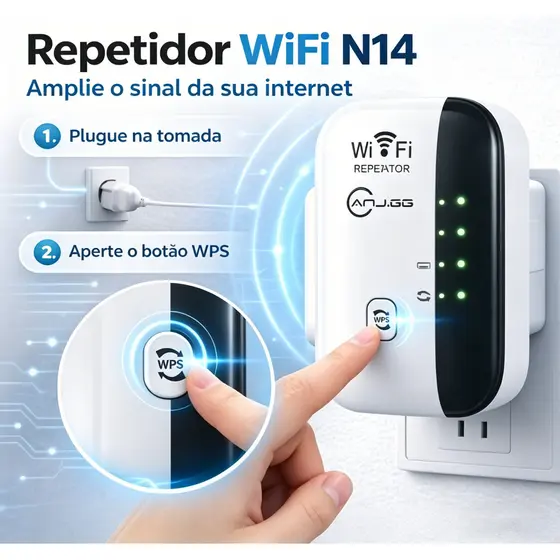 Repetidor WiFi 300Mbps Amplificador de Sinal com WPS e Porta LAN Bivolt