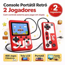 Mini Game Portátil Retrô 2 Jogadores com Controle e Saída AV para TV