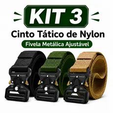 Kit 3 Cinto Tático Masculino Militar Em Nylon Reforçado Com Fivela Ajustável Alta Resistência