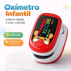 Oxímetro Infantil de Dedo SpO2 Medidor de Oxigênio no Sangue Pediátrico Portátil com Tela Digita