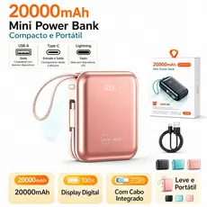 Power Bank 20000mAh Mini Carregador Portátil Turbo 22.5W PD Carregamento Rápido Tipo C iOS Viagem