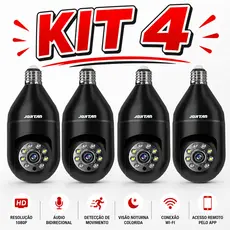 KIT 4 Câmeras de Segurança WiFi 360° Visão Noturna Áudio Bidirecional App Yoosee