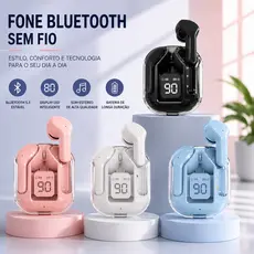 Fone Bluetooth 5.0 TWS Sem Fio com Microfone Hi-Fi Cancelamento de Ruído Estojo de Recarga