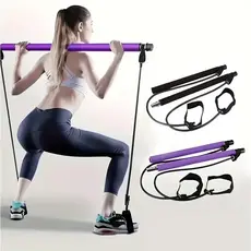 Barra Pilates Elástico Bastão Exercícios Aparelho Academia Portátil Treino Musculação Yoga Fortalecimento