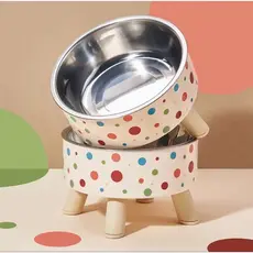 Tigela Para Gatos e Cachorro De Pés Altos Com Proteção Do Pescoço De Aço Inoxidável Animais De Estimação Antiderrapante