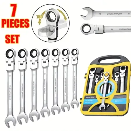 Kit 7 Peças Chave Ferramenta Combinada Catraca Boca Profissional Peças 08 A 19mm