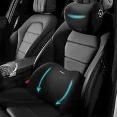 Almofada Cabeça e Lombar para Carro – Conjunto Veicular, Apoio Banco Espuma de Memória