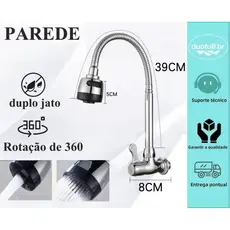 Torneira de cozinha de parede dupla flexível preta e Cone 1/4