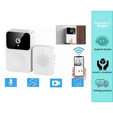 Campainha de vídeo doméstica inteligente sem fio Wi-Fi de alta definição, com câmera, visível através do telefone celula