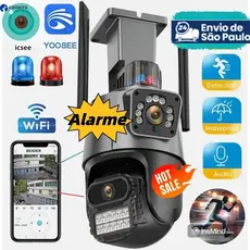 YOOSEE WiFi outdoor security camera with dual lenses, alarm, full HD, WiFi, night vision, and YOOSEE app.