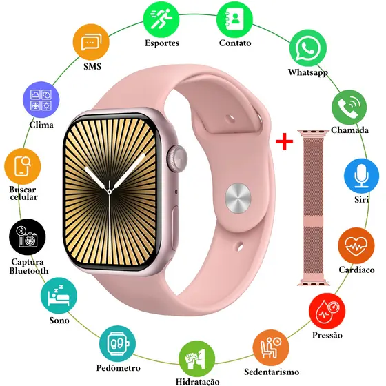 2026 Novo Smartwatch S10 Pro Mini 38mm Unissex Chamada Bluetooth Monitoramento Cardíaco calculadora