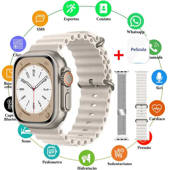 Novo Smartwatch S9 PRO MAX Mini Calculadora Monitoramento De Freqüência Cardíaca Bluetooth Relógio Inteligente