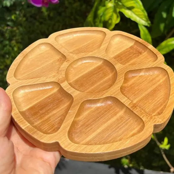 Tabua De Frios Petisqueira Tipo Bambu MDF Servir Porções Petiscos Pão Luxo Ceia Natal Decoração