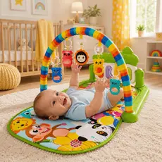 Tapete Musical Infantil para Bebê com Piano Chocalhos e Arco de Atividades