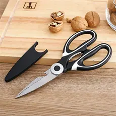 Tesoura Multiuso de Cozinha em Aço Inox para Carnes Frango Peixes com Quebra-Nozes e Abridor