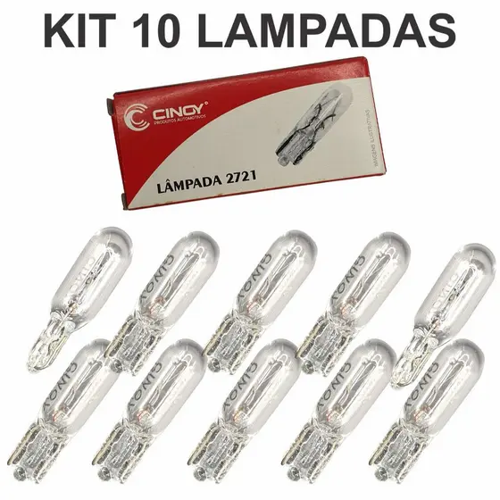 Kit 10 Lampadas T5 1,2w Painel Pinguinho Esmagada Para Carro Moto