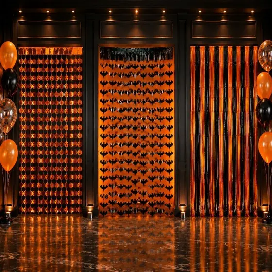 Cortina Metalizada Decorativa para Halloween