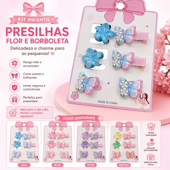 Kit Presilhas infantis 6 Peças.