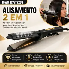 Chapinha Alisadora Profissional Cerâmica 4 Níveis de Temperatura Anti Frizz Cabelo Liso Perfeito127V/220V