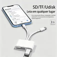 Leitor Cartão Multifuncional 4em2 USB3.0 OTG Compacto, Rápido Resistente | Adaptador Compatível iPhone iPad Tipo-C SD TF