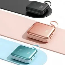 Mini Power Bank Portátil 20000 mAh com IOS e Cabo Tipo C
