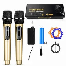Kits 2 Microfone Sem Fio Duplo Profissional UHF Som Limpo para Karaoke Eventos Igreja