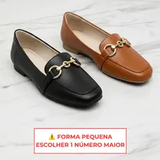 Kit 2x Sapatilha Feminina Mocassim Bico Quadrado com Fivela Dourada - Confortavel Elegante Casual