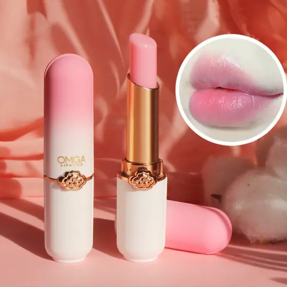 Mudança De Temperatura Batom De Cristal Bálsamo Labial Vitalidade Cor Pêssego Menina Lábio Beleza Maquiagem Cuidados