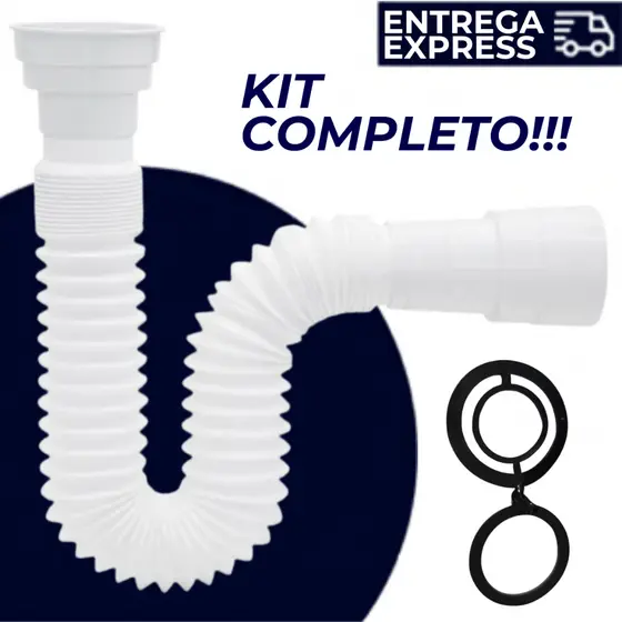 Kit 10 Unidades Sifao tubo sanfonado ajustável Lavatório/Pia/Tanque Universal 70cm / Plastunning