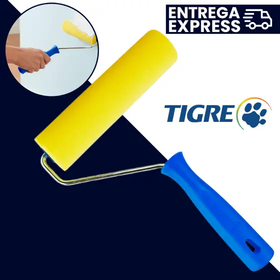 Rolo Com Cabo Tigre Alta Densidade Vários Tamanhos Espuma 100% Poliester Pintura Uniforme Ref 1341