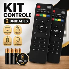Controle Remoto Universal Smart TV B ox Completo + Pilhas AA Pronto Uso