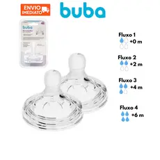 Kit 2 ou 6 Bicos Mamadeira Buba Fluxo 1, 2, 3 e 4 Silicone Anticólica Crescimento Bebê