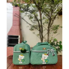 kit de Bolsas Maternidade com Fita e Urso Bordado (2 Peças)