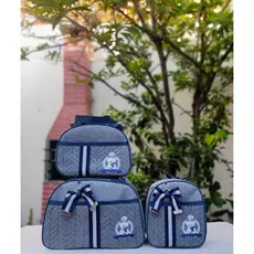 kit de bolsa Maternidade  e Mochila Jeans (3 Peças)