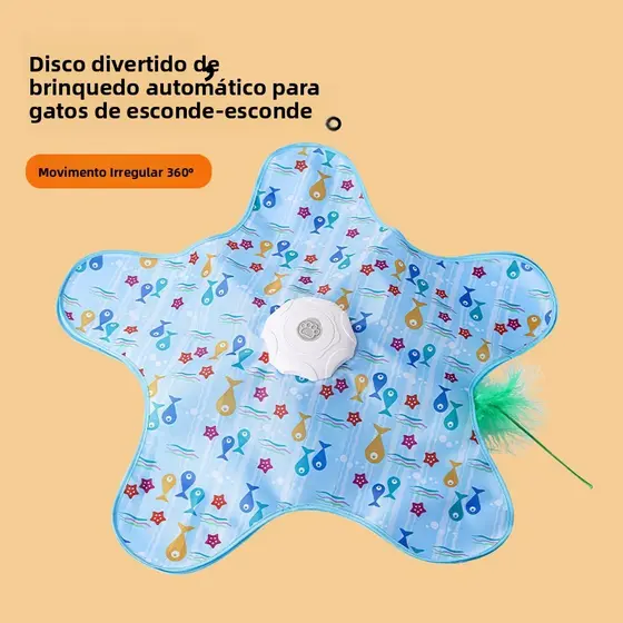 Brinquedo de Gato Estrela do Mar | Caça Inteligente 360°, Som de Pássaro, USB