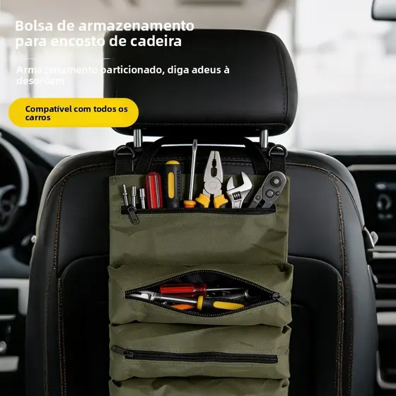 Bolsa de Ferramentas em Lona – Organizador Portátil Enrolável – Bolsa de Armazenamento Multifuncional para Eletricistas