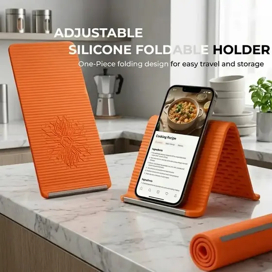 Suporte Flexível para Celular e Tablet em Silicone e Alumínio, Dobrável, Curvável e Ajustável, Suporte Portátil para Mes