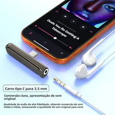 Adaptador de áudio USB-C para 3,5 mm, suporte dobrável para celular, mini conversor de fone de ouvido em liga de alumíni