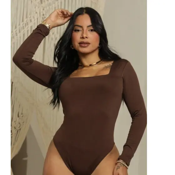 Body Feminino Manga Longa Suplex Premium Justo E Confortavel Alta Tendencia Moda Feminina