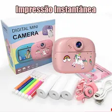 Câmera de Impressão Instantânea Infantil com Vídeo 1080P, Impressora Térmica Portátil, Brinquedo Educativo para Meninos