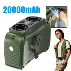 Ventilador Portátil de Cintura Potente Turbo Resfriamento LED Velocidade Ajustável Silencioso Recarregável