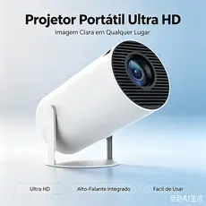 Mini Projetor Portátil HY300 – Suporta Espelhamento de Tela e Conectividade com Smartphone