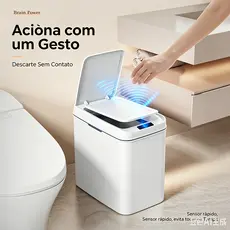 Lixeira Inteligente com Sensor Automático 15L, Cesto de Lixo para Banheiro, Cozinha e Escritório, Design Moderno