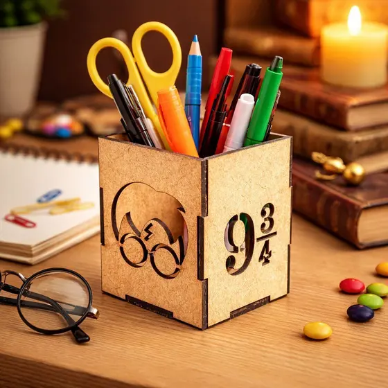 Kit Porta Caneta Lápis Harry Potter Organizador de Mesa Enfeite Lembrancinha
