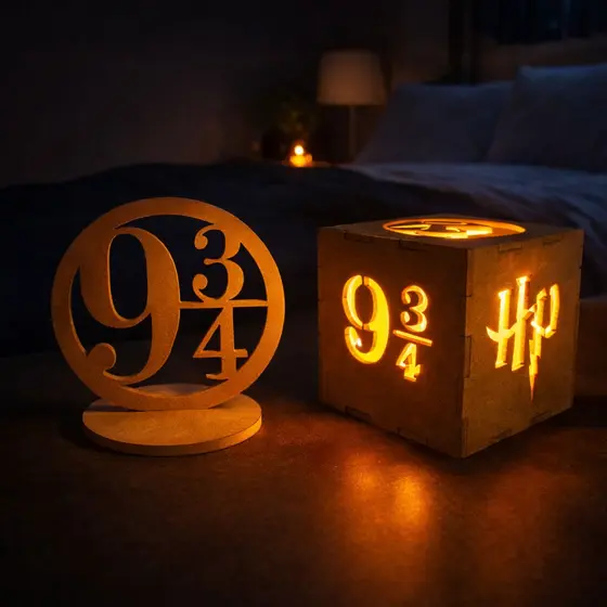Cubo Abajur de Mesa Decorativa Harry Potter E Totem Plataforma Em MDF