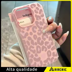 2 Em 1 Jelly Capa Capinha Para iPhone 17 Ar 16 15 14 Plus 13 12 11 Pro Max Anti-Impacto Rosa Leopardo Impressã