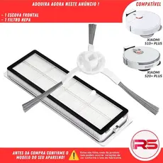 Kit Acessorios 1 Escova 1 Filtro Robo Aspirador Xiaomi S10+ X10+ S20+ X20+ Plus