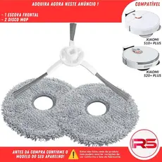 Kit Acessorios 1 Escova 2 Disco Mop Robo Aspirador Xiaomi S10+ X10+ S20+ X20+ Plus