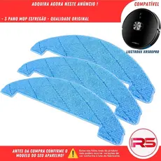 Kit 3 Panos Mop Esfregão Flanela para Robo Aspirador Liectroux XR500 PRO
